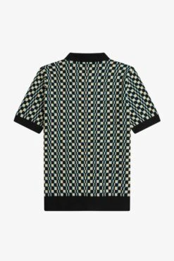 Fred Perry Glitch Chequerboard Knitted Shirt 13 Fred Perry Glitch Chequerboard Knitted Shirt -Fred Perry K6514 R70 V2 Q323 FLATBACK