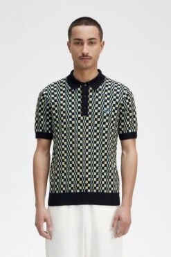 Fred Perry Glitch Chequerboard Knitted Shirt