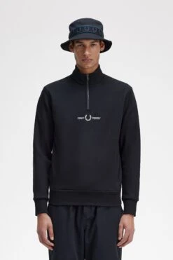Fred Perry 40 Fred Perry Embroidered Half Zip Sweatshirt