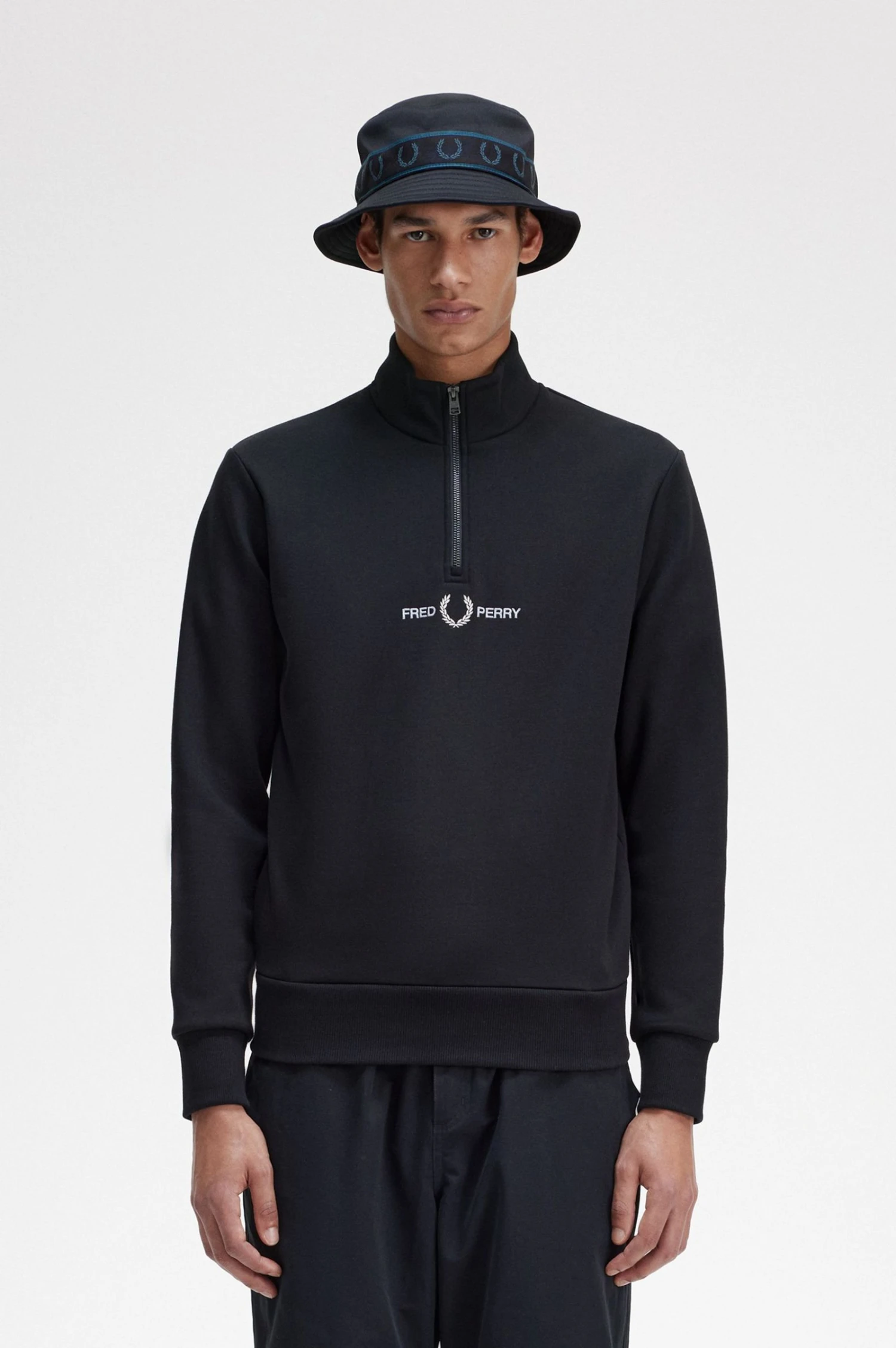 Fred Perry Embroidered Half Zip Sweatshirt 1 Fred Perry Embroidered Half Zip Sweatshirt