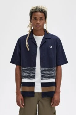Fred Perry Knitted Panel Revere Collar Shirt