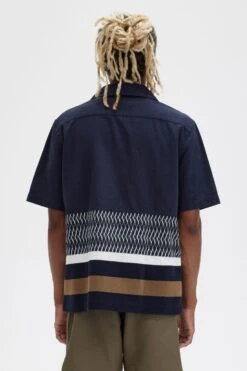 Fred Perry Knitted Panel Revere Collar Shirt -Fred Perry M5680 608 3