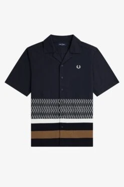Fred Perry Knitted Panel Revere Collar Shirt -Fred Perry M5680 608 6