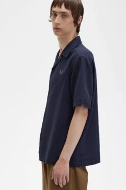 Fred Perry Linen-Blend Revere Collar Shirt 8 Fred Perry Linen-Blend Revere Collar Shirt -Fred Perry M5682 608 3