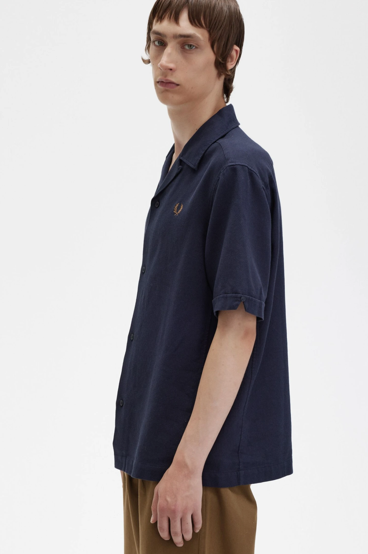 Fred Perry Linen-Blend Revere Collar Shirt 3 Fred Perry Linen-Blend Revere Collar Shirt - Image 3