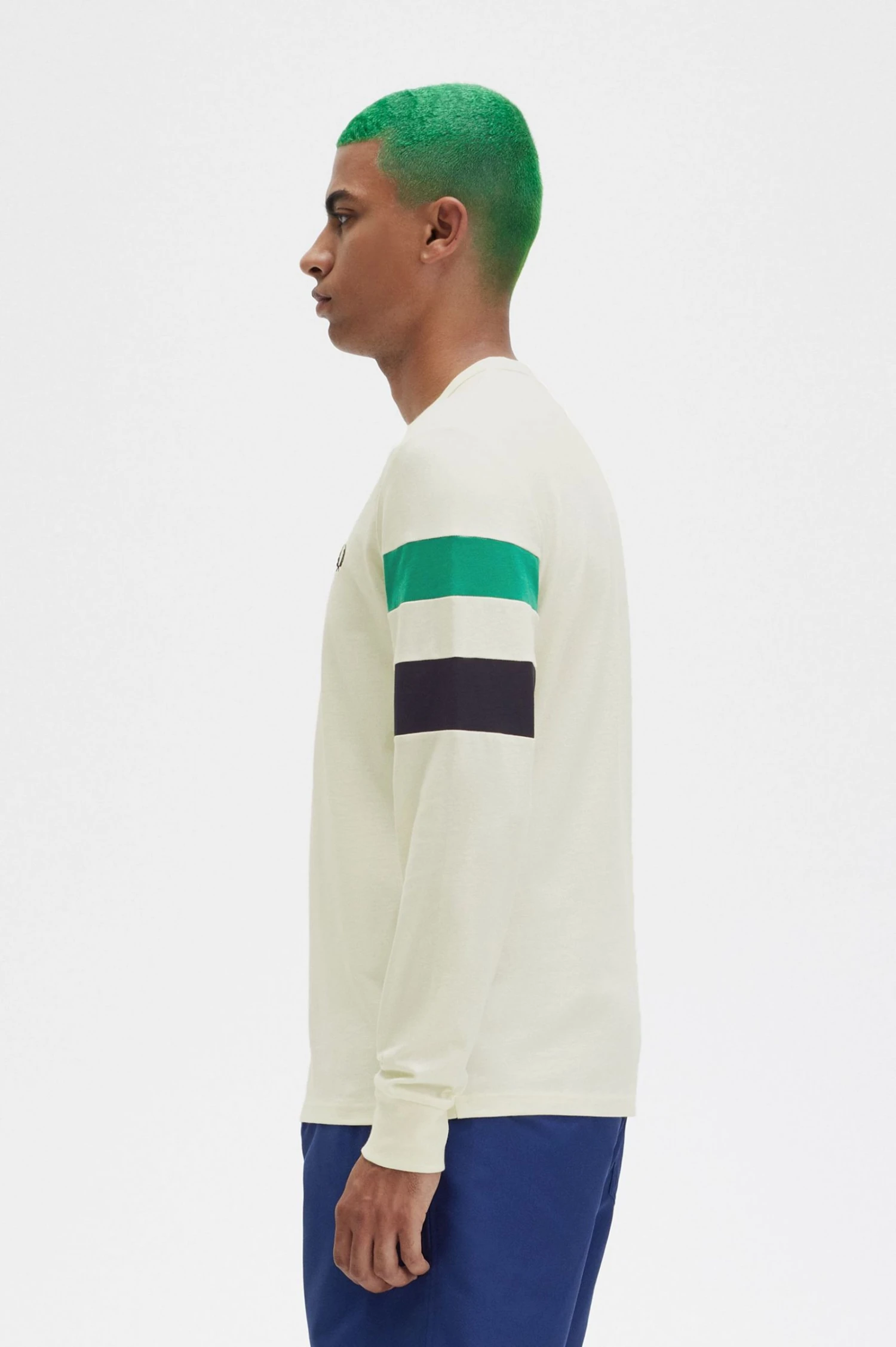 Fred Perry Panelled Sleeve Long Sleeve T-Shirt 2 Fred Perry Panelled Sleeve Long Sleeve T-Shirt - Image 2
