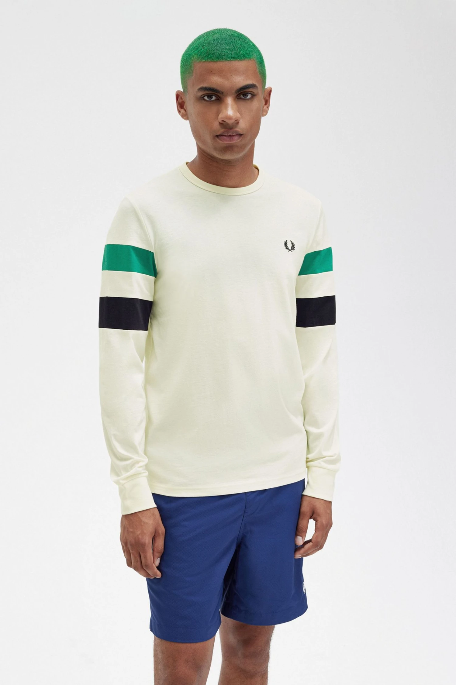 Fred Perry Panelled Sleeve Long Sleeve T-Shirt 3 Fred Perry Panelled Sleeve Long Sleeve T-Shirt - Image 3