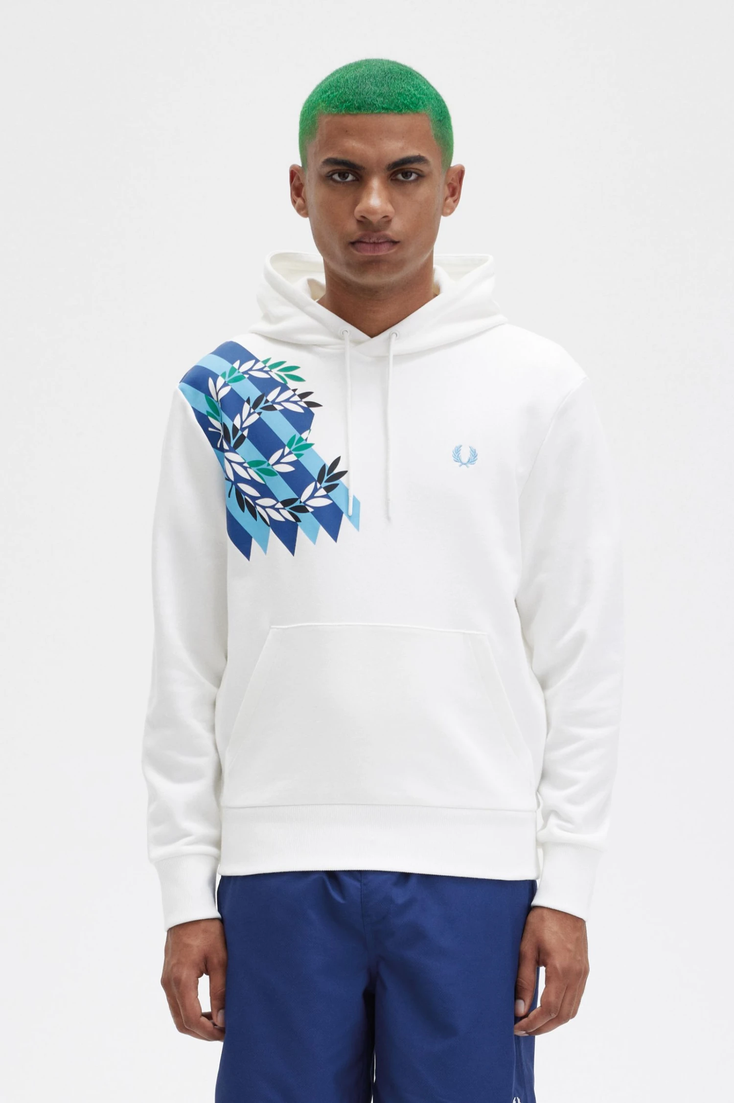 Fred Perry Laurel Wreath Print Hooded Sweatshirt 1 Fred Perry Laurel Wreath Print Hooded Sweatshirt