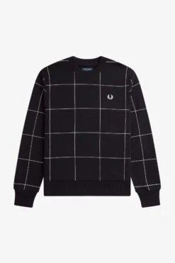 Fred Perry Grid Detail Sweatshirt 12 Fred Perry Grid Detail Sweatshirt -Fred Perry M6545 102 V2 Q323 FLATFRONT