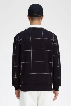 Fred Perry Grid Detail Sweatshirt 9 Fred Perry Grid Detail Sweatshirt -Fred Perry M6545 102 V2 Q323 MOD3 BACK