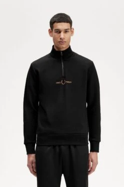 Fred Perry 36 Fred Perry Double Graphic Half Zip Sweatshirt