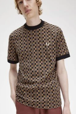 Fred Perry Glitch Chequerboard T-Shirt -Fred Perry M6556 R83 V2 Q323 ED1