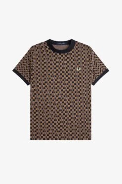 Fred Perry Glitch Chequerboard T-Shirt -Fred Perry M6556 R83 V2 Q323 FLATFRONT