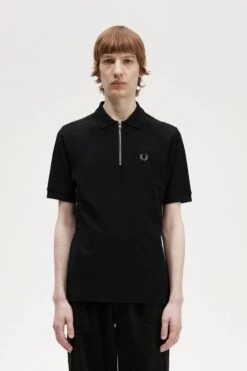 Fred Perry Textured Zip Neck Polo Shirt