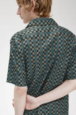 Fred Perry Glitch Chequerboard Revere Collar Shirt 11 Fred Perry Glitch Chequerboard Revere Collar Shirt -Fred Perry M6594 Q55 V2 Q323 ED3