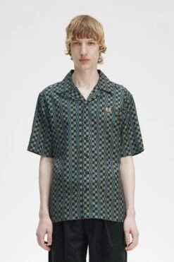 Fred Perry Glitch Chequerboard Revere Collar Shirt