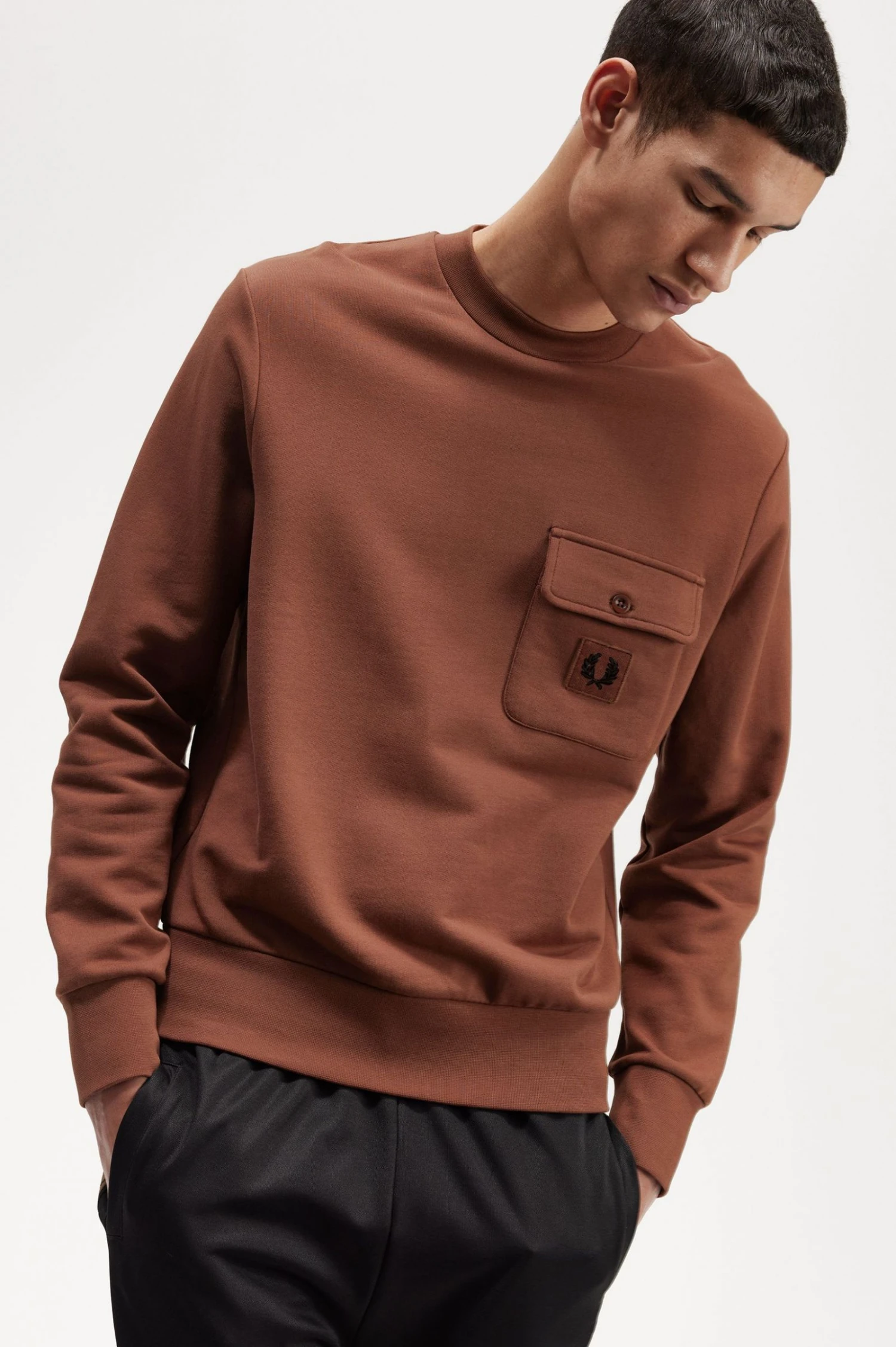 Fred Perry Badge Detail Crew Neck Sweatshirt 3 Fred Perry Badge Detail Crew Neck Sweatshirt - Image 3