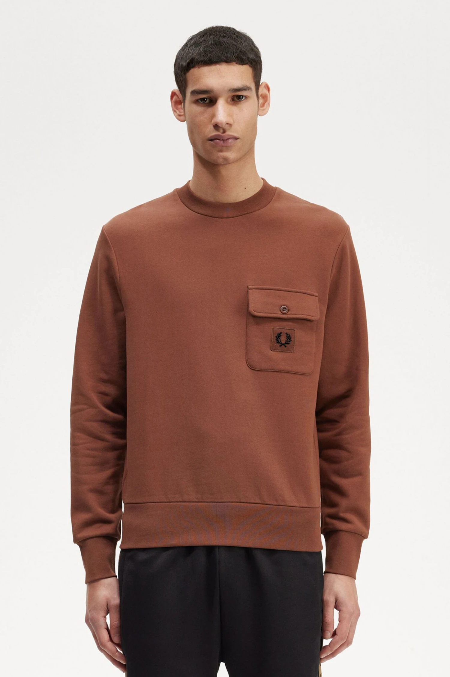 Fred Perry Badge Detail Crew Neck Sweatshirt 1 Fred Perry Badge Detail Crew Neck Sweatshirt