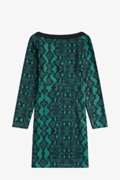 Fred Perry Off-the-Shoulder Snakeprint Dress -Fred Perry SD6544 R35 V2 Q323 FLATBACK