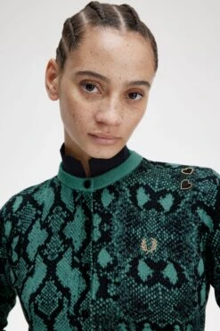 Fred Perry Snake Print Cardigan -Fred Perry SK6549 R35 V2 Q323 ED2