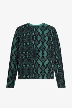Fred Perry Snake Print Cardigan -Fred Perry SK6549 R35 V2 Q323 FLATBACK
